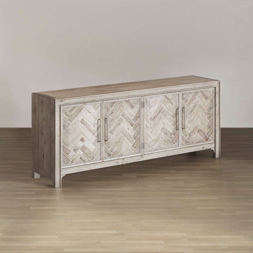 Jofran - Gramercy Mid-Century Modern Chevron Four Door 79in Accent Cabinet - Grey Wash - 2156-79 view 2
