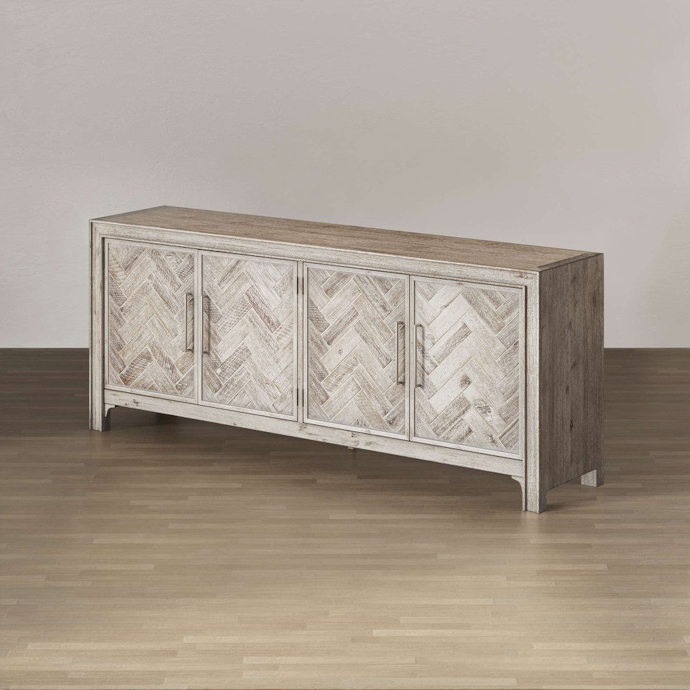 Jofran - Gramercy Mid-Century Modern Chevron Four Door 79in Accent Cabinet - Grey Wash - 2156-79 view 3