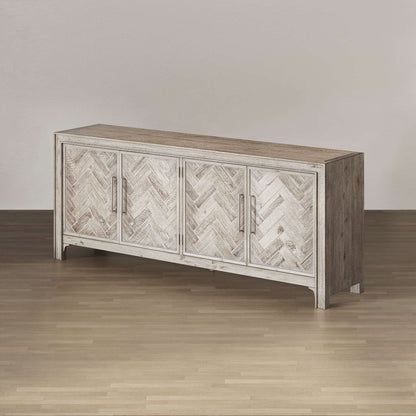 Jofran - Gramercy Mid-Century Modern Chevron Four Door 79in Accent Cabinet - Grey Wash - 2156-79 view 3