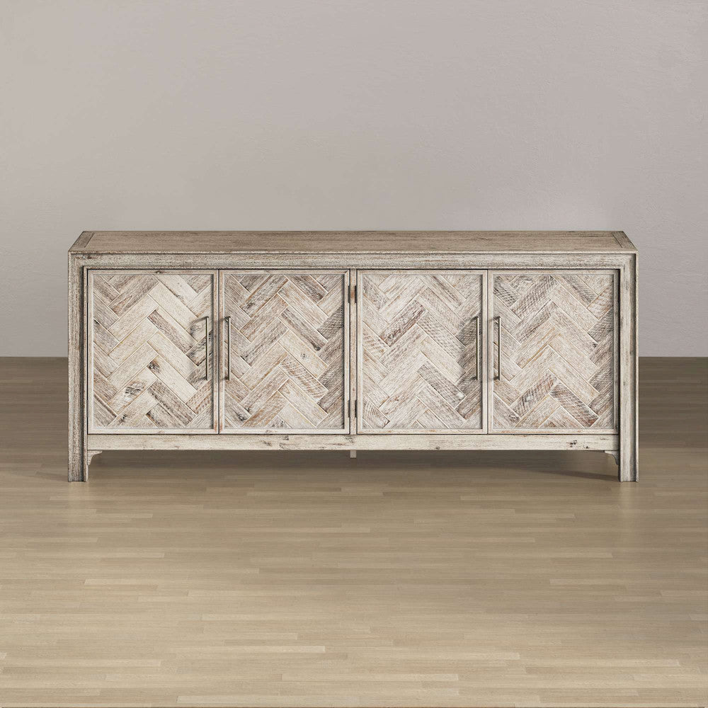 Jofran - Gramercy Mid-Century Modern Chevron Four Door 79in Accent Cabinet - Grey Wash - 2156-79 view 6