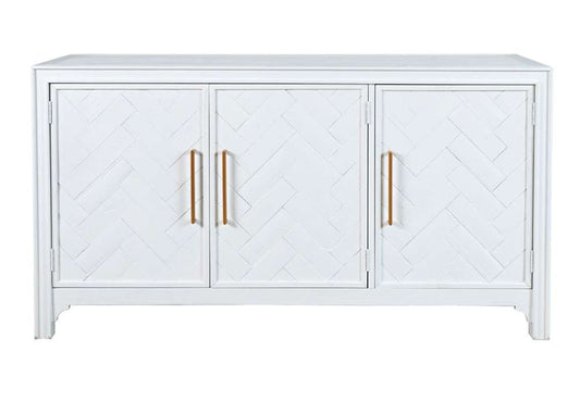 Jofran - Gramercy Mid-Century Modern Chevron Three Door 60in Accent Cabinet - Blanc White - 2056-60 veiw 1