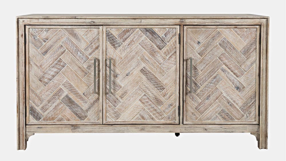 Jofran - Gramercy Mid-Century Modern Chevron Three Door 60in Accent Cabinet, Grey Wash - 2156-60 view 1