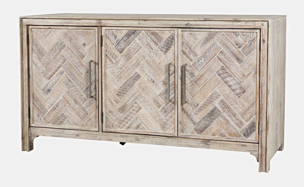 Jofran - Gramercy Mid-Century Modern Chevron Three Door 60in Accent Cabinet, Grey Wash - 2156-60 view 3