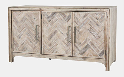 Jofran - Gramercy Mid-Century Modern Chevron Three Door 60in Accent Cabinet, Grey Wash - 2156-60 view 3