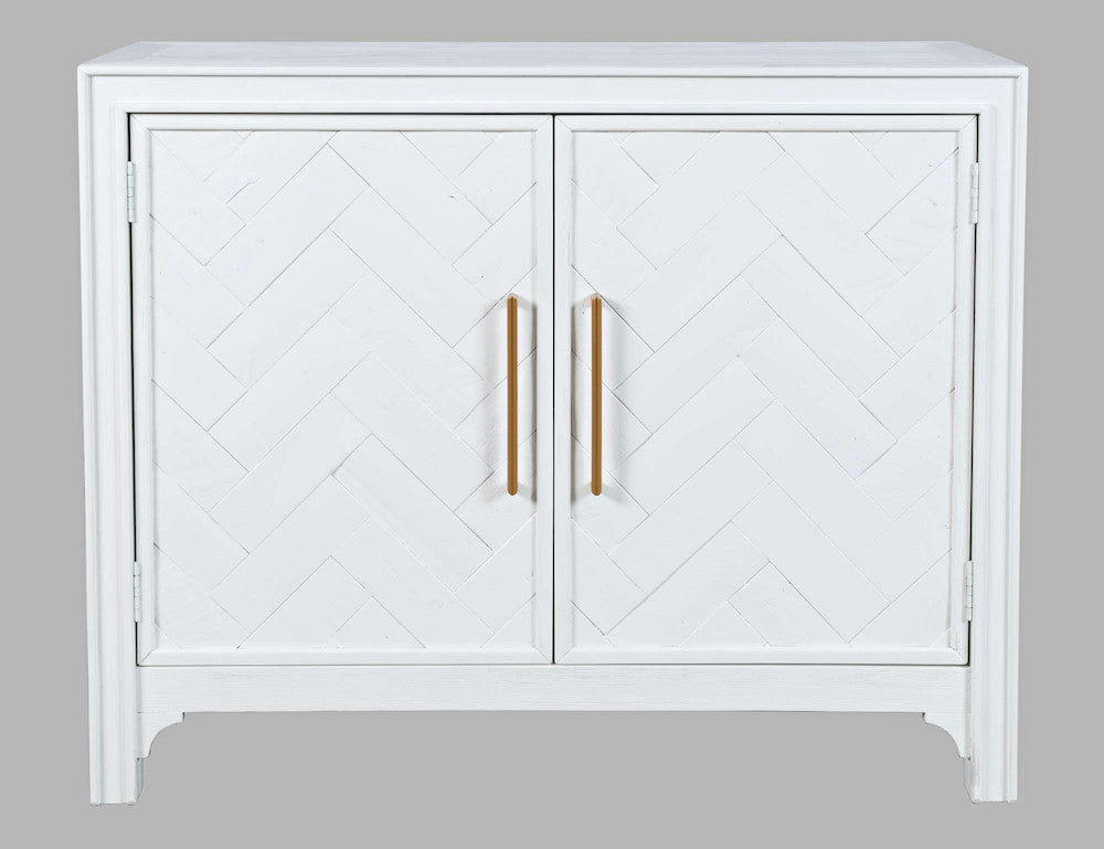 Jofran - Gramercy Mid-Century Modern Chevron Two Door Accent Chest - Blanc White - 2056-40 view 1