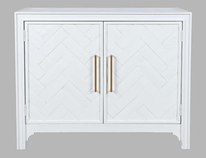 Jofran - Gramercy Mid-Century Modern Chevron Two Door Accent Chest - Blanc White - 2056-40 view 1