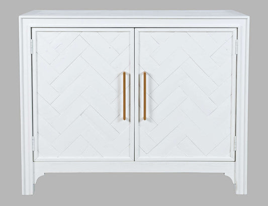 Jofran - Gramercy Mid-Century Modern Chevron Two Door Accent Chest - Blanc White - 2056-40 view 1