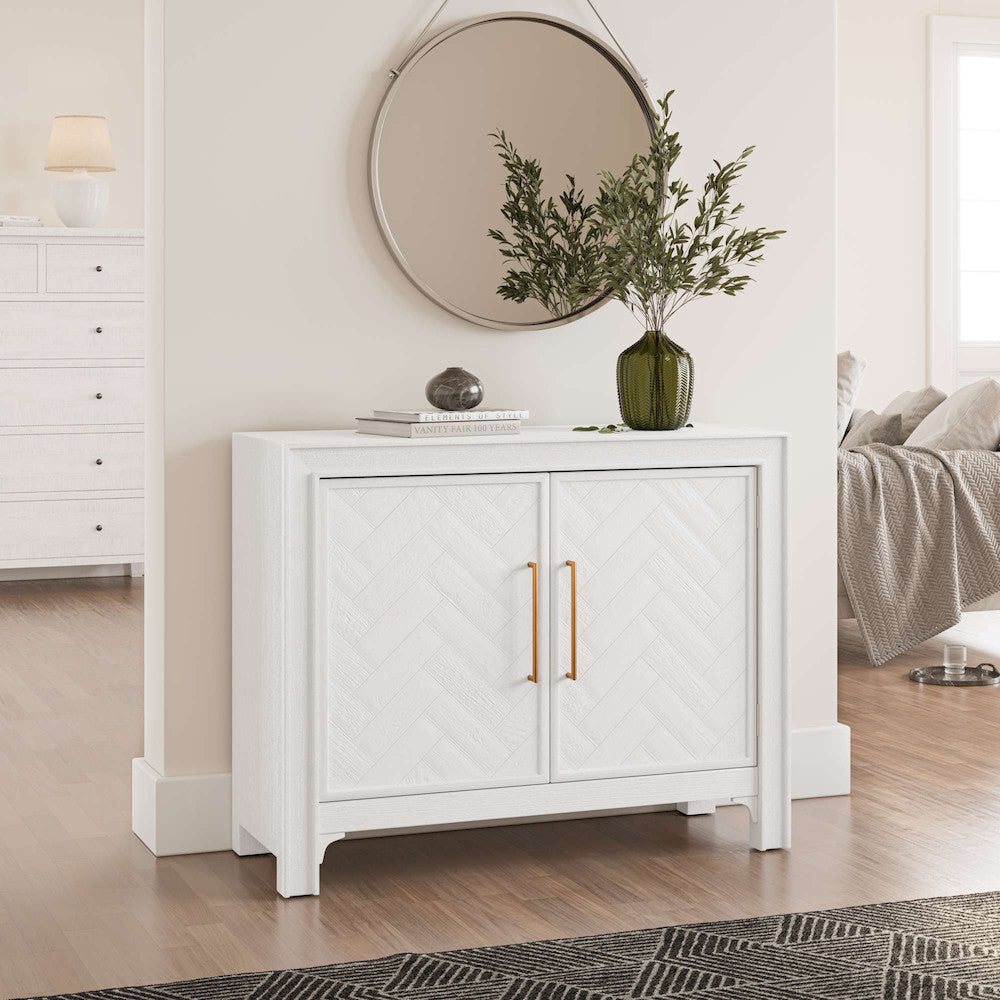 Jofran - Gramercy Mid-Century Modern Chevron Two Door Accent Chest - Blanc White - 2056-40 view 8