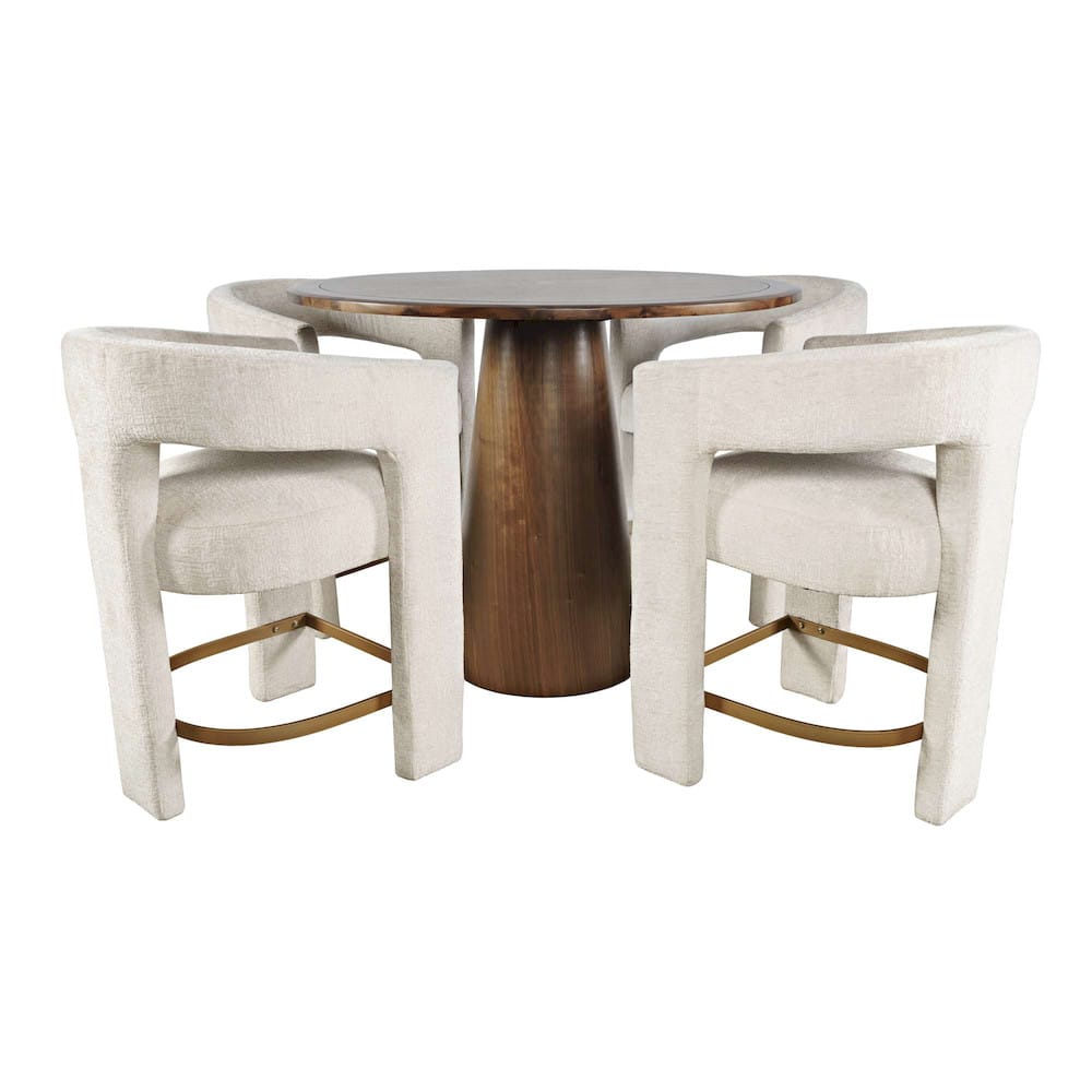 Jofran - Gwen Luxury Mid-Century Modern Five Piece Counter Height Dining Set with Upholstered Barstools - 2271-NSHW-4GWNSNAT view 1