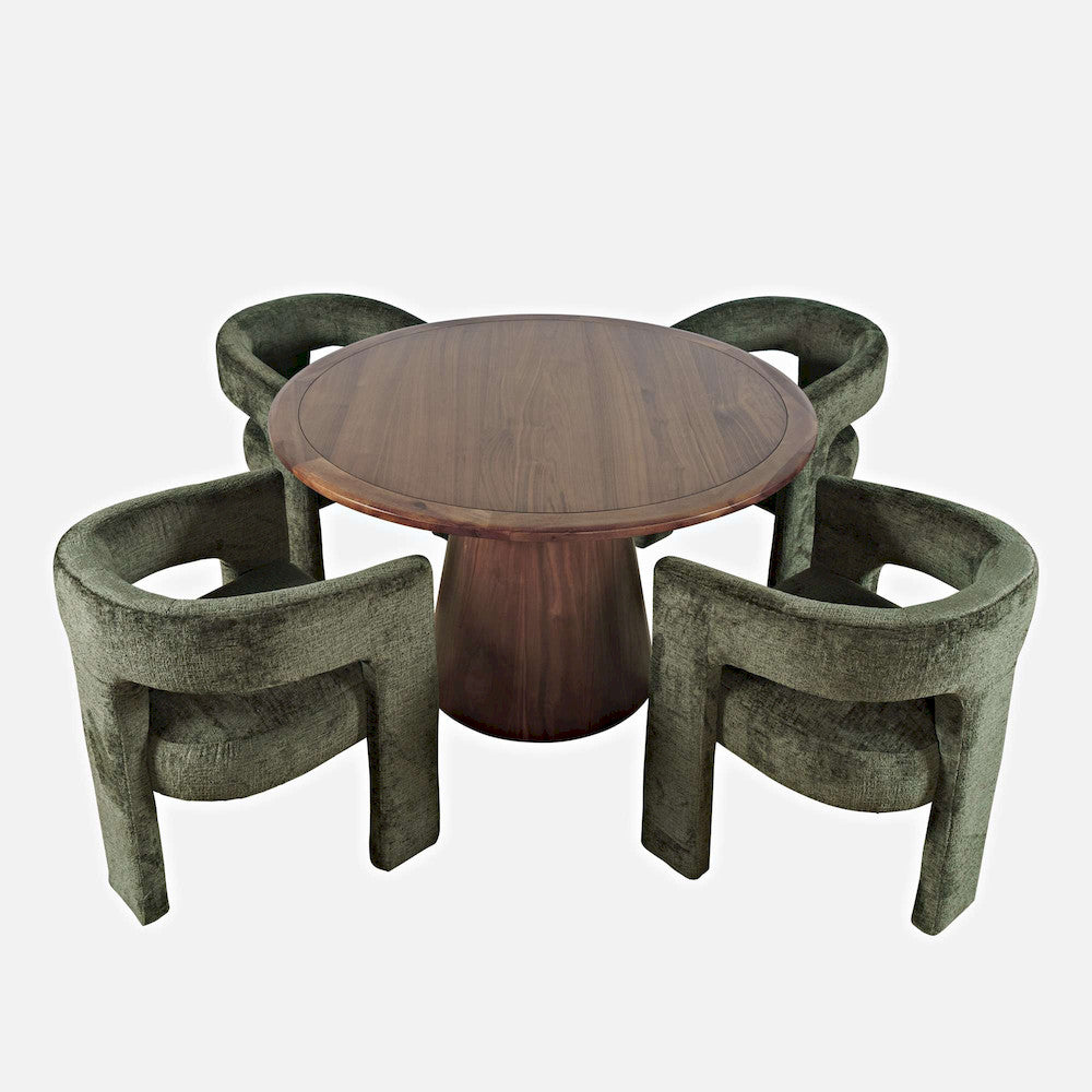 Jofran - Gwen Luxury Mid-Century Modern Five Piece Dining Set with Upholstered Chairs, Forest - 2271-NASHD-4FOR view 1