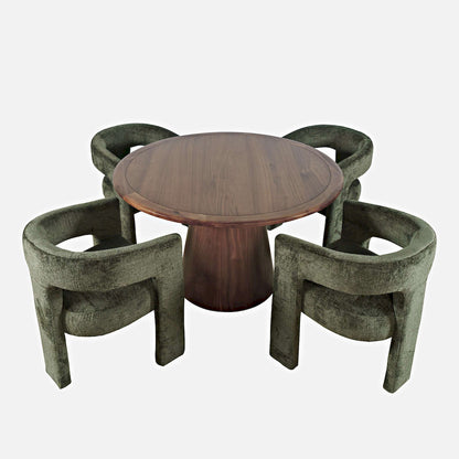 Jofran - Gwen Luxury Mid-Century Modern Five Piece Dining Set with Upholstered Chairs, Forest - 2271-NASHD-4FOR view 1