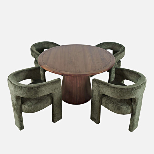 Jofran - Gwen Luxury Mid-Century Modern Five Piece Dining Set with Upholstered Chairs, Forest - 2271-NASHD-4FOR view 1