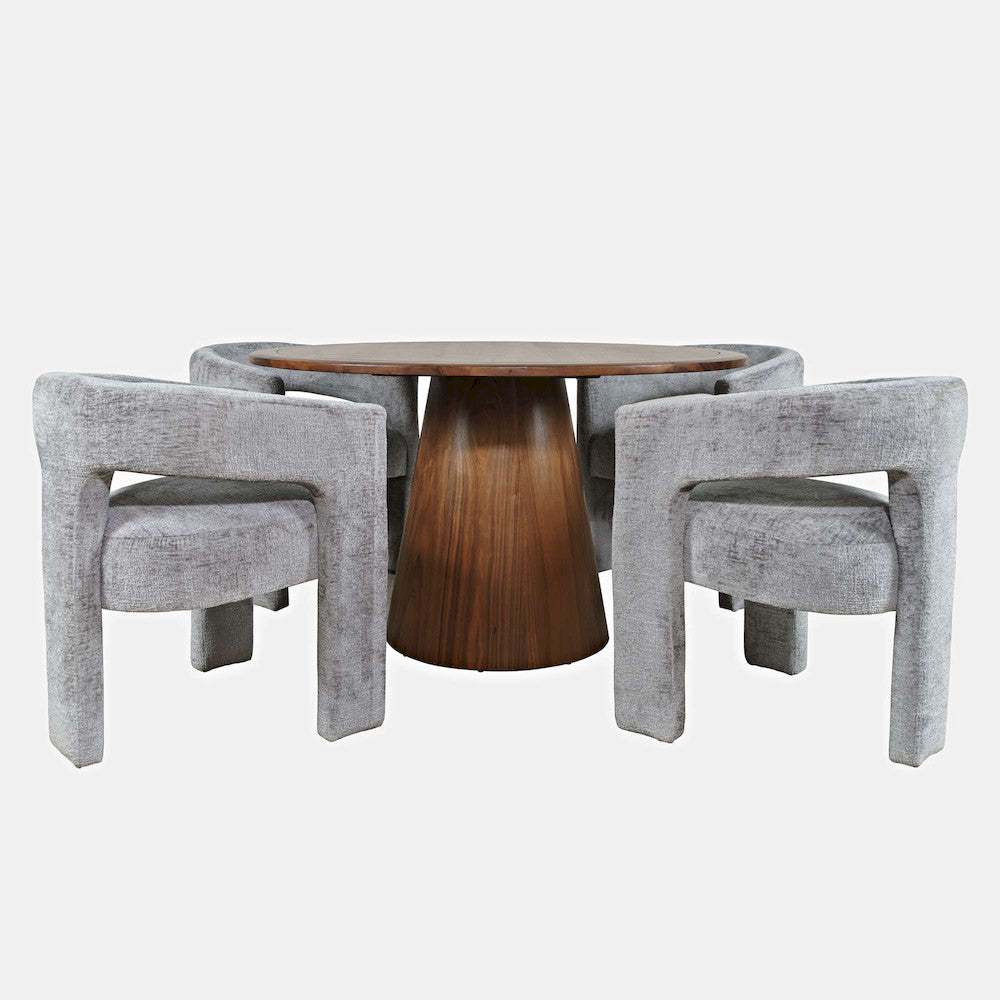 Jofran - Gwen Luxury Mid-Century Modern Five Piece Dining Set with Upholstered Chairs, Grey - 2271-NASHD-4GRY view 1