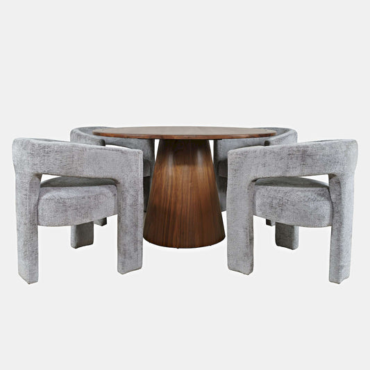 Jofran - Gwen Luxury Mid-Century Modern Five Piece Dining Set with Upholstered Chairs, Grey - 2271-NASHD-4GRY view 1
