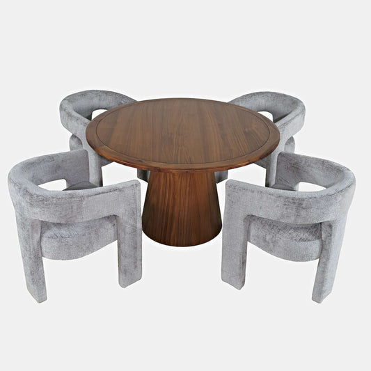 Jofran - Gwen Luxury Mid-Century Modern Five Piece Dining Set with Upholstered Chairs, Grey - 2271-NASHD-4GRY view 2