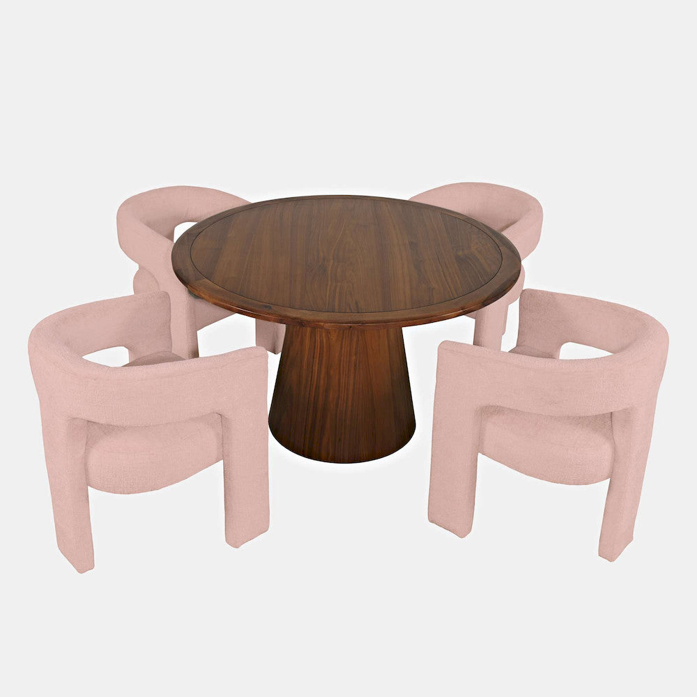 Jofran - Gwen Luxury Mid-Century Modern Five Piece Dining Set with Upholstered Chairs, Pink - 2271-NASHD-4PNK view 2
