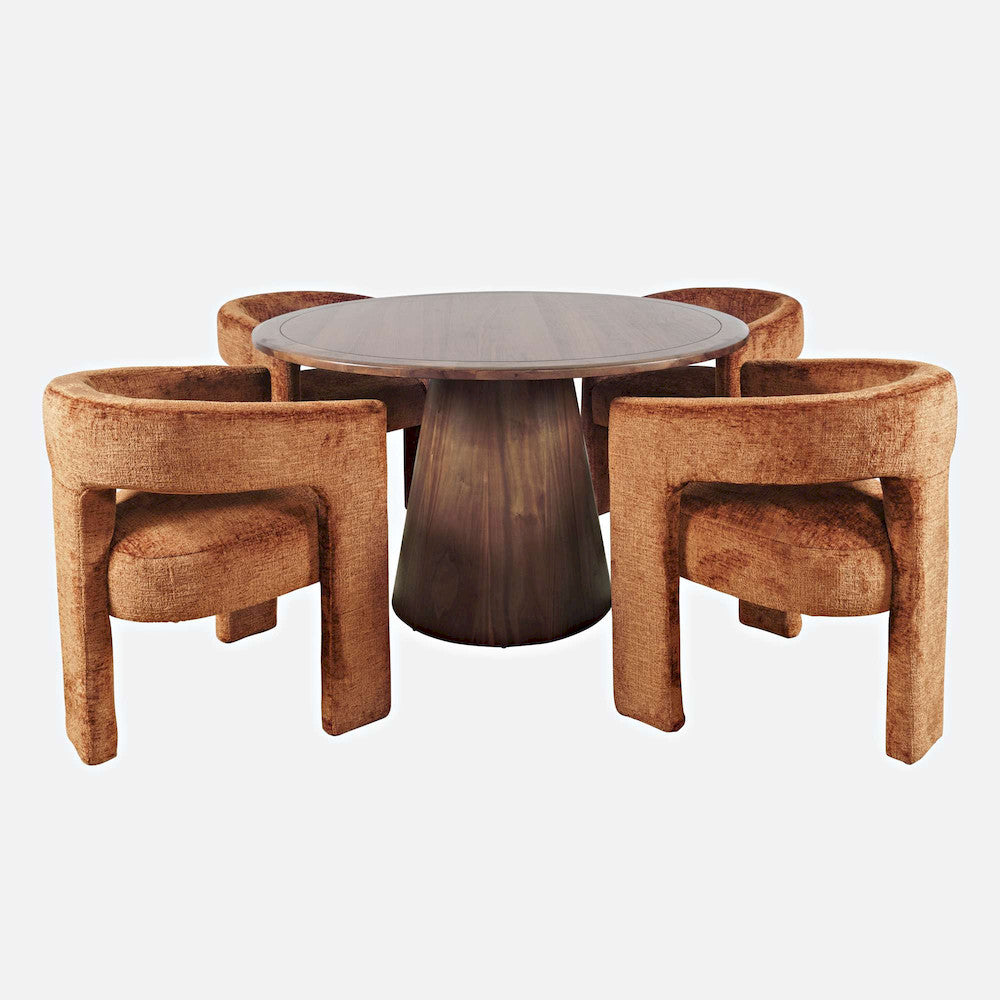 Jofran - Gwen Luxury Mid-Century Modern Five Piece Dining Set with Upholstered Chairs, Rust - 2271-NASHD-4RST view 1
