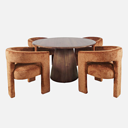 Jofran - Gwen Luxury Mid-Century Modern Five Piece Dining Set with Upholstered Chairs, Rust - 2271-NASHD-4RST view 1