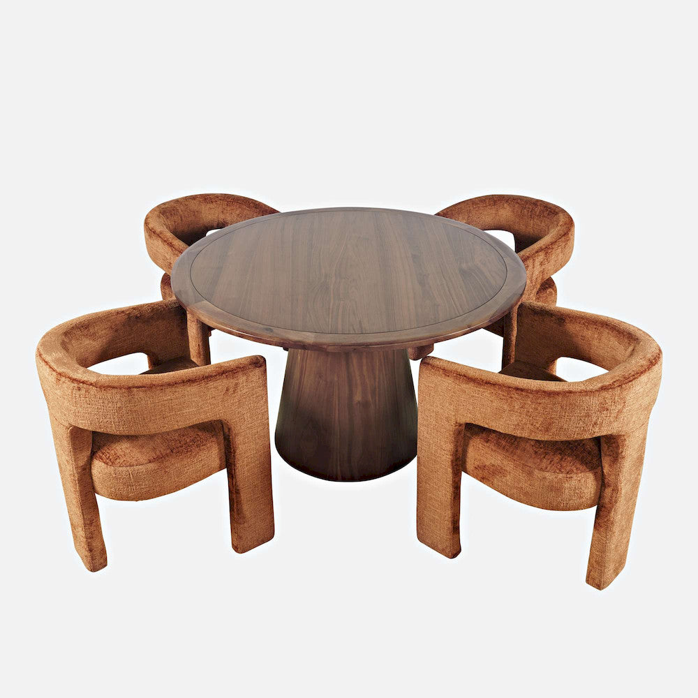 Jofran - Gwen Luxury Mid-Century Modern Five Piece Dining Set with Upholstered Chairs, Rust - 2271-NASHD-4RST view 2