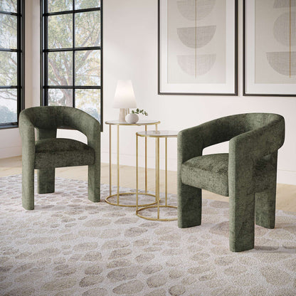 Jofran - Gwen Modern Luxury Jacquard Fabric Upholstered Sculpture Armchair, Forest - 2271-GWENCHFOR view 11