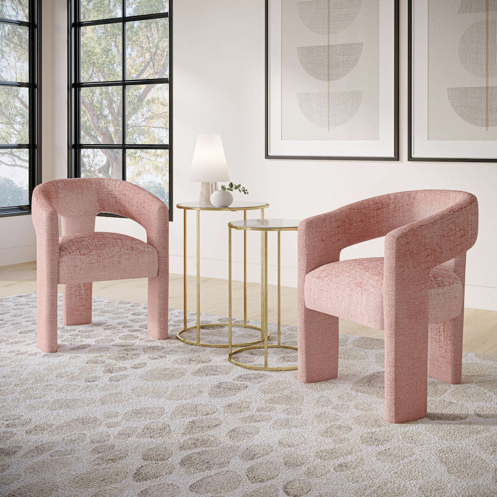 Jofran - Gwen Modern Luxury Jacquard Fabric Upholstered Sculpture Armchair, Pink - 2271-GWENCHPNK view 9
