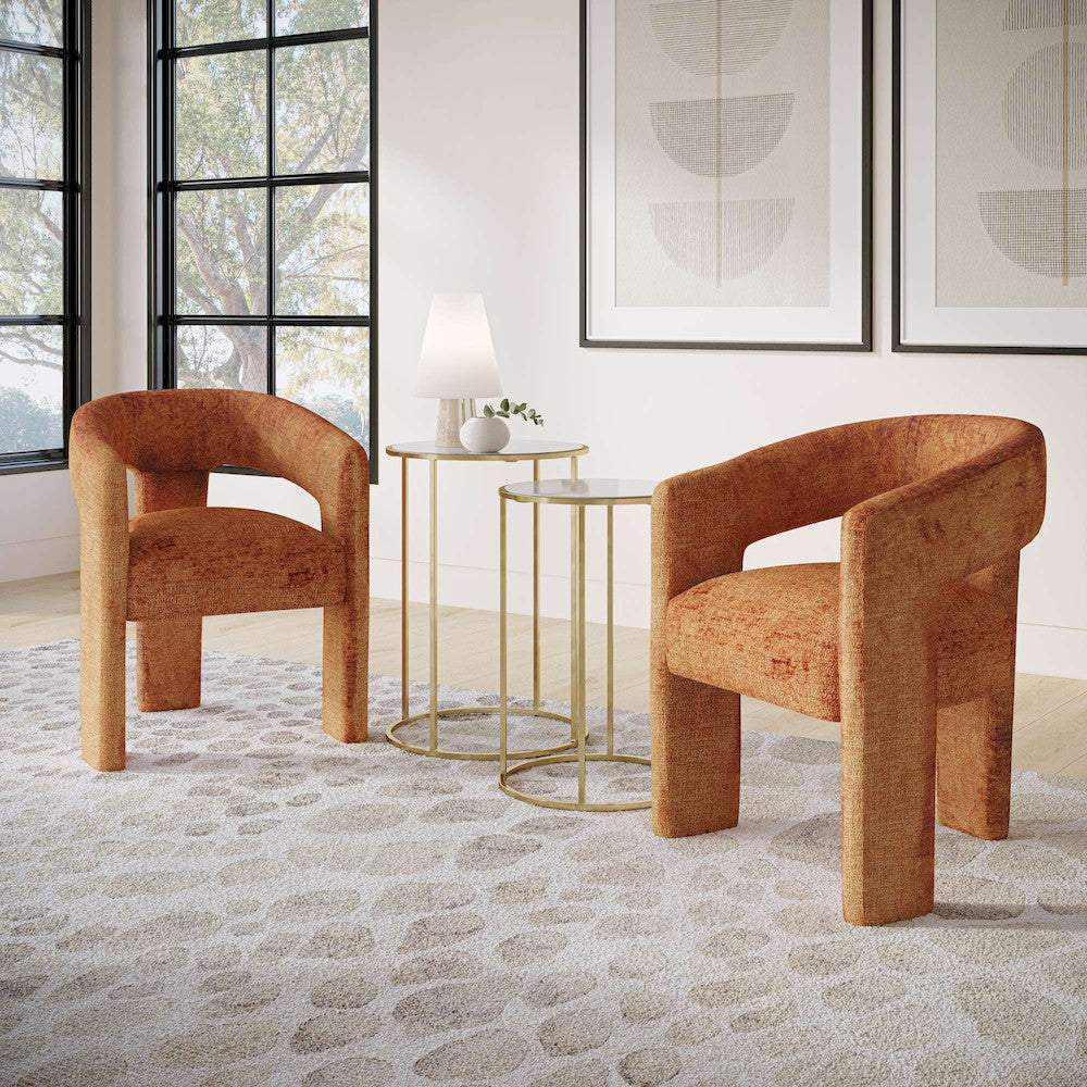 Jofran - Gwen Modern Luxury Jacquard Fabric Upholstered Sculpture Armchair, Rust - 2271-GWENCHRST view 11