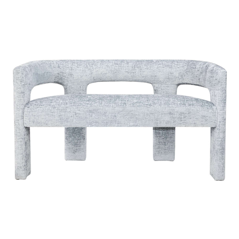 Jofran - Gwen Modern Luxury Jacquard Fabric Upholstered Sculpture Bench, Blue - 2271-GWENBNBLU view 1