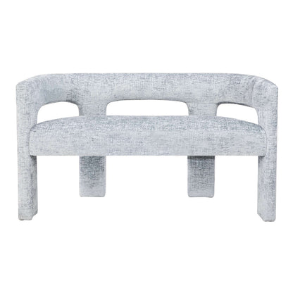 Jofran - Gwen Modern Luxury Jacquard Fabric Upholstered Sculpture Bench, Blue - 2271-GWENBNBLU view 1