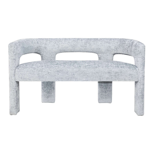 Jofran - Gwen Modern Luxury Jacquard Fabric Upholstered Sculpture Bench, Blue - 2271-GWENBNBLU view 1