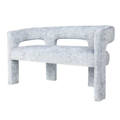 Jofran - Gwen Modern Luxury Jacquard Fabric Upholstered Sculpture Bench, Blue - 2271-GWENBNBLU view 2