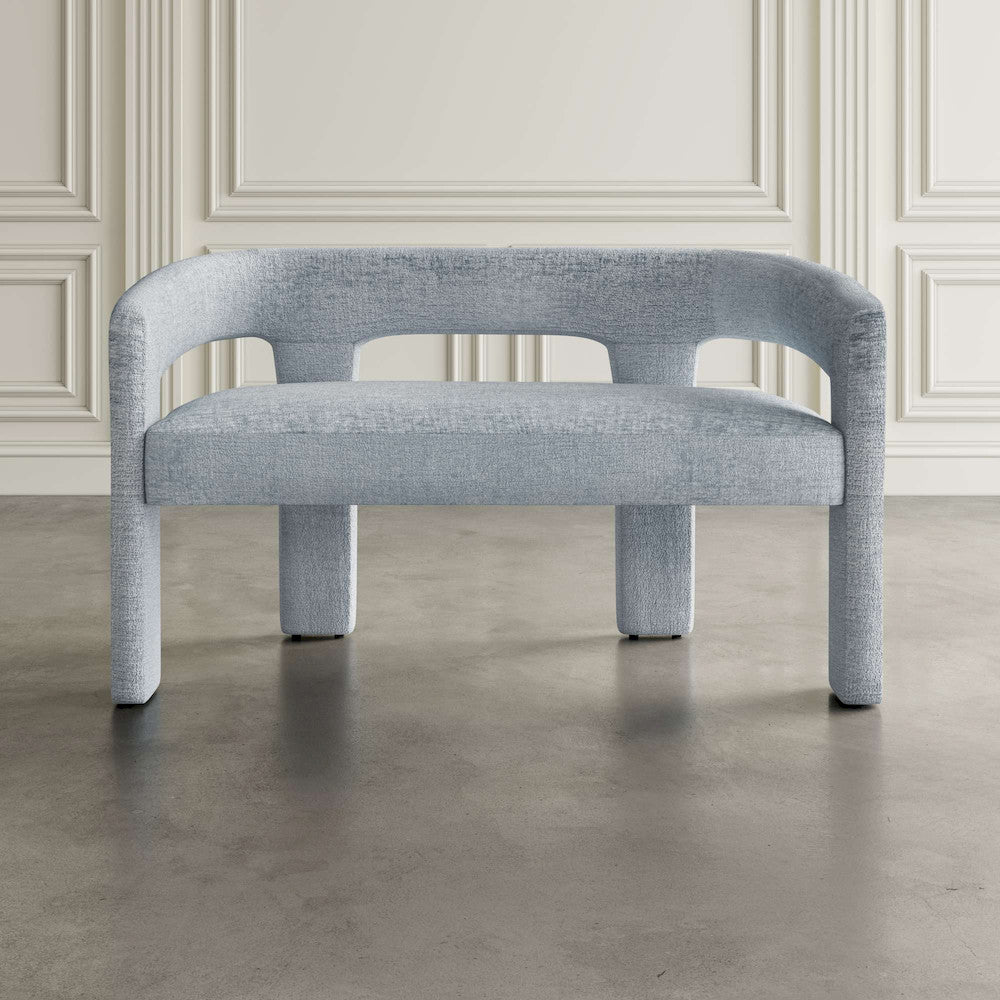 Jofran - Gwen Modern Luxury Jacquard Fabric Upholstered Sculpture Bench, Blue - 2271-GWENBNBLU view 4
