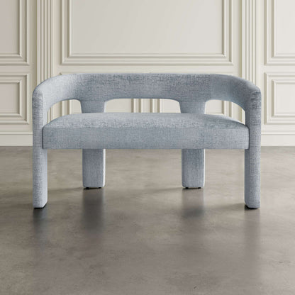 Jofran - Gwen Modern Luxury Jacquard Fabric Upholstered Sculpture Bench, Blue - 2271-GWENBNBLU view 4