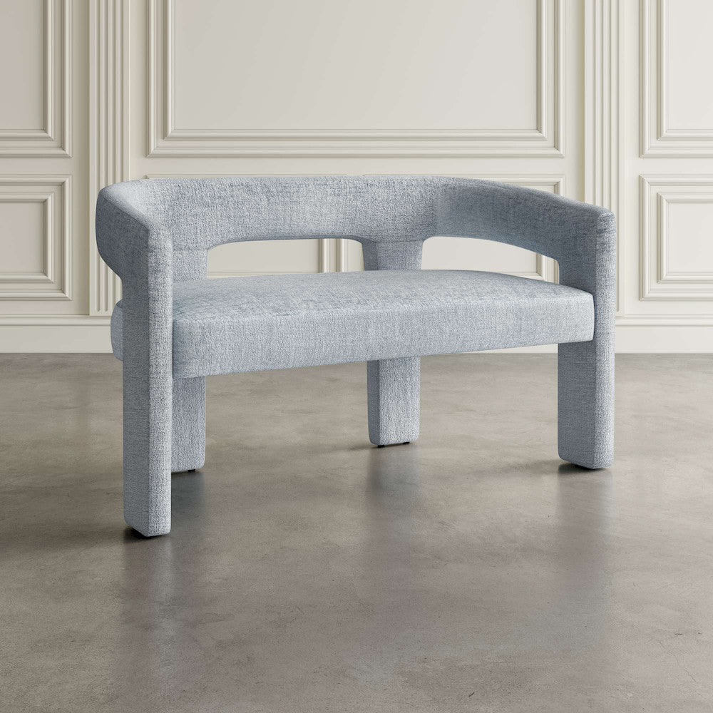 Jofran - Gwen Modern Luxury Jacquard Fabric Upholstered Sculpture Bench, Blue - 2271-GWENBNBLU view 5
