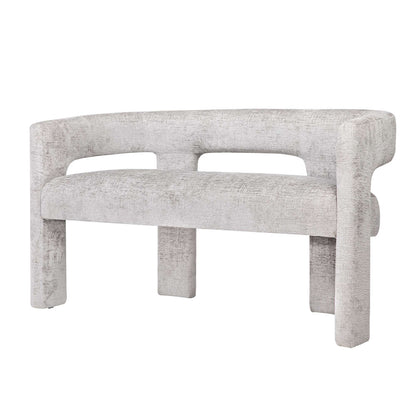 Jofran - Gwen Modern Luxury Jacquard Fabric Upholstered Sculpture Bench, Grey - 2271-GWENBNGRY view 2