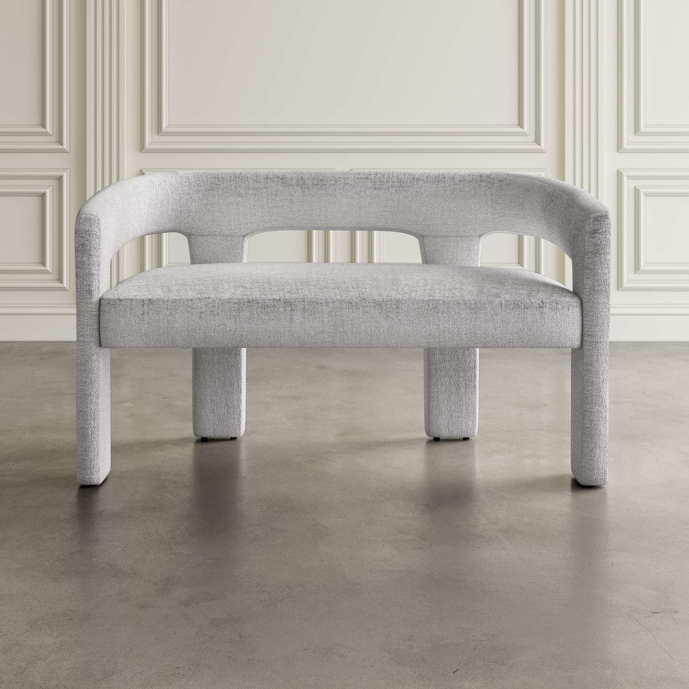 Jofran - Gwen Modern Luxury Jacquard Fabric Upholstered Sculpture Bench, Grey - 2271-GWENBNGRY view 4