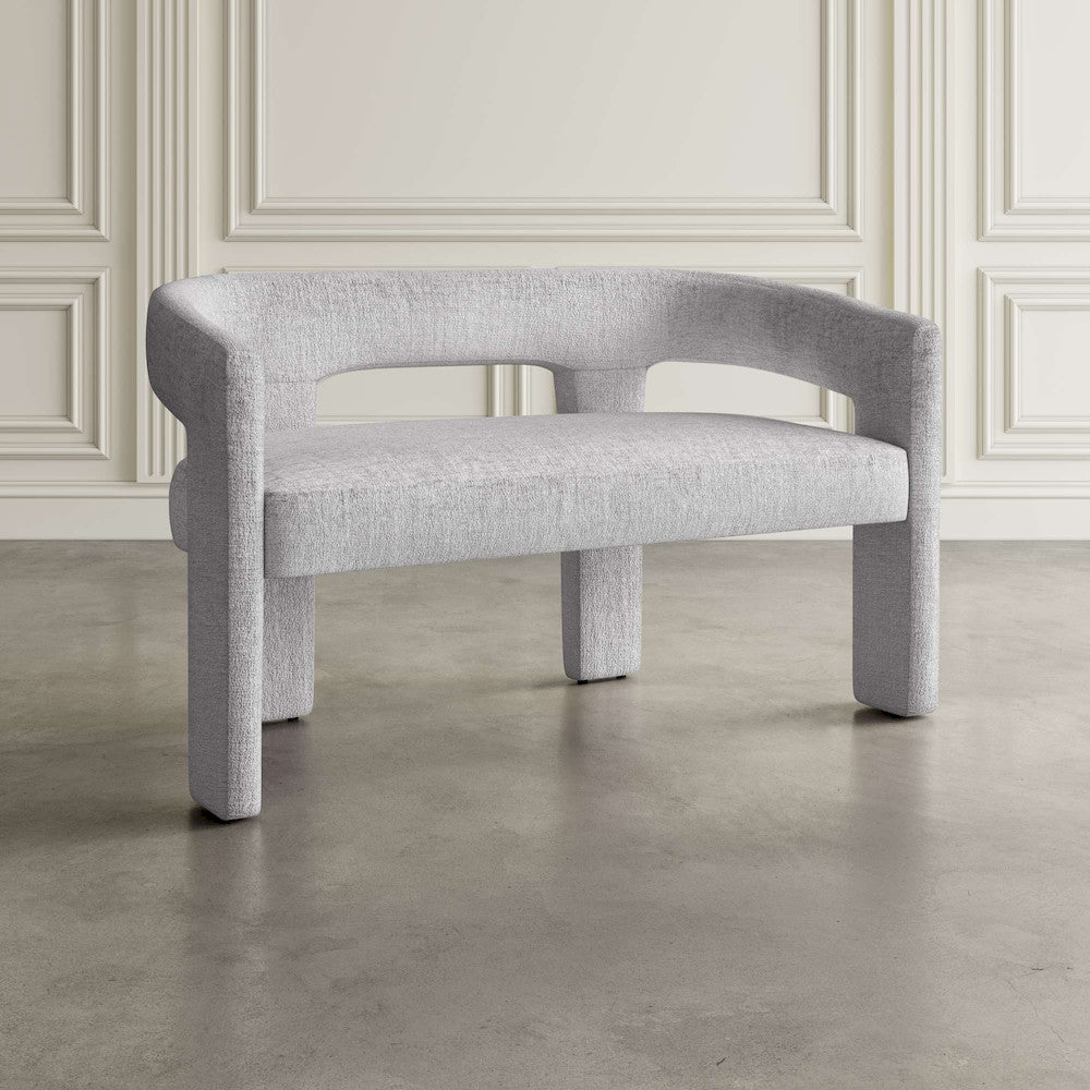 Jofran - Gwen Modern Luxury Jacquard Fabric Upholstered Sculpture Bench, Grey - 2271-GWENBNGRY view 5