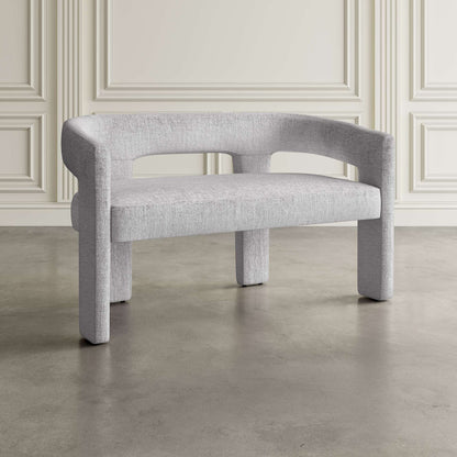 Jofran - Gwen Modern Luxury Jacquard Fabric Upholstered Sculpture Bench, Grey - 2271-GWENBNGRY view 5