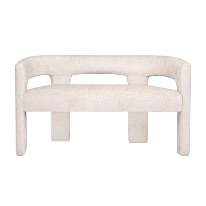 Jofran - Gwen Modern Luxury Jacquard Fabric Upholstered Sculpture Bench, Natural - 2271-GWENBNNAT view 1