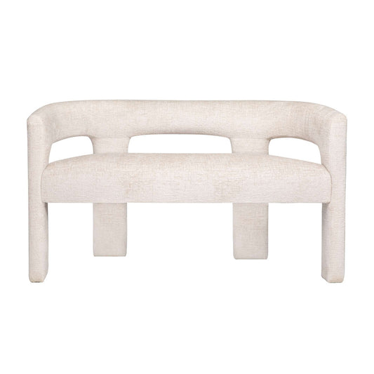 Jofran - Gwen Modern Luxury Jacquard Fabric Upholstered Sculpture Bench, Natural - 2271-GWENBNNAT view 1