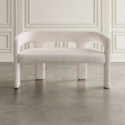 Jofran - Gwen Modern Luxury Jacquard Fabric Upholstered Sculpture Bench, Natural - 2271-GWENBNNAT view 4