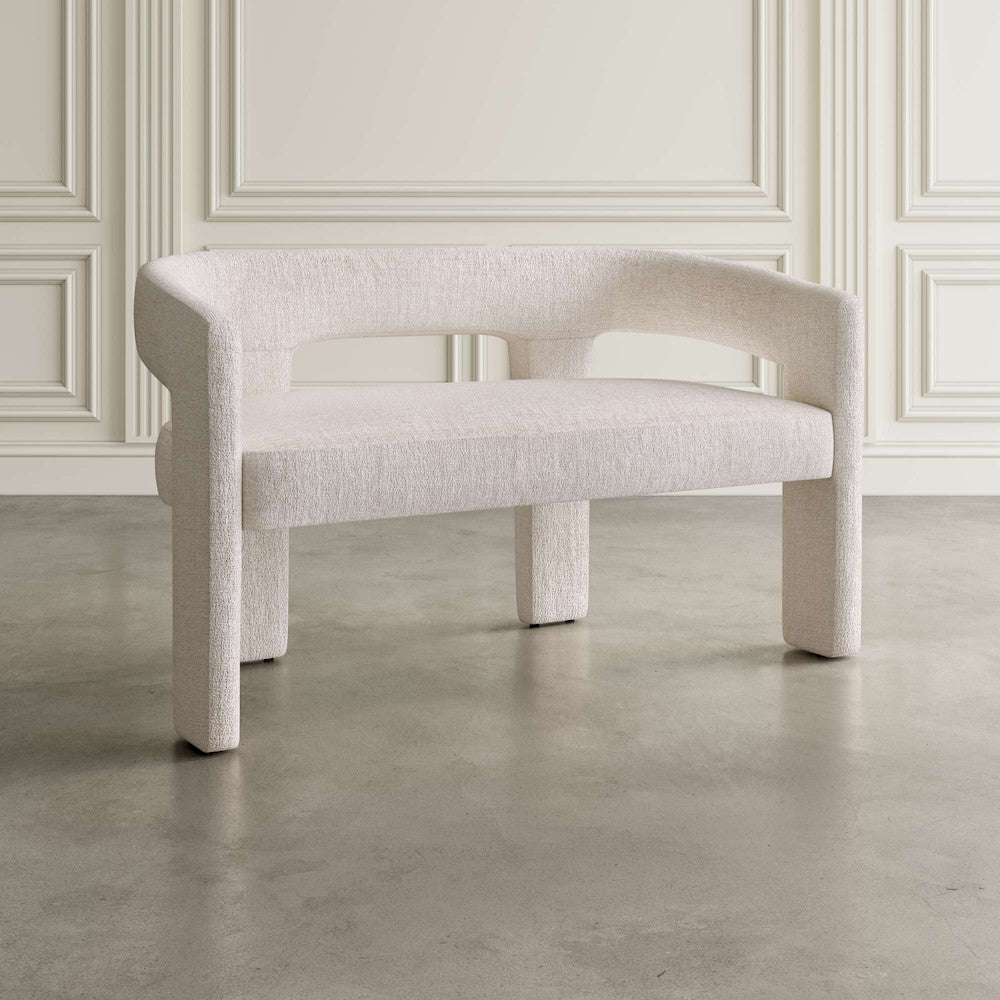 Jofran - Gwen Modern Luxury Jacquard Fabric Upholstered Sculpture Bench, Natural - 2271-GWENBNNAT view 5