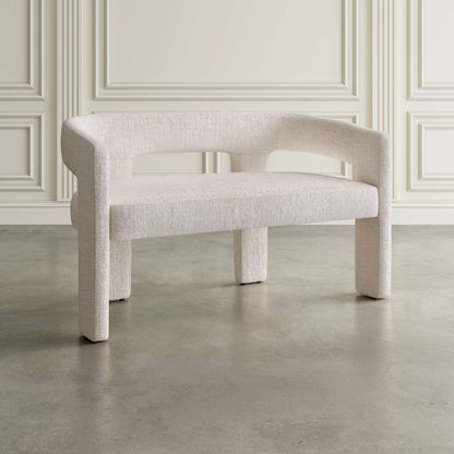 Jofran - Gwen Modern Luxury Jacquard Fabric Upholstered Sculpture Bench, Natural - 2271-GWENBNNAT view 5