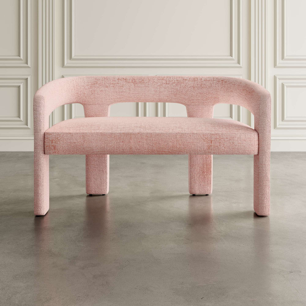 Jofran - Gwen Modern Luxury Jacquard Fabric Upholstered Sculpture Bench, Pink - 2271-GWENBNPNK view 4