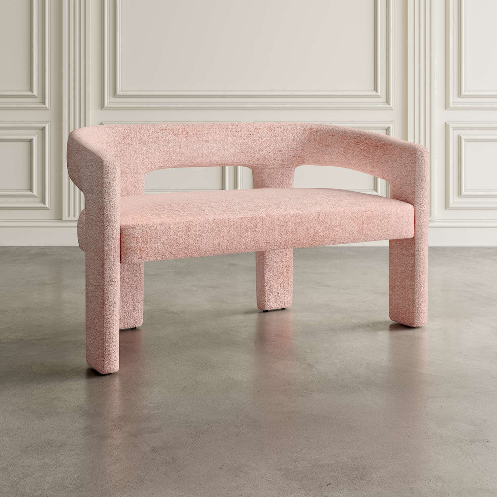 Jofran - Gwen Modern Luxury Jacquard Fabric Upholstered Sculpture Bench, Pink - 2271-GWENBNPNK view 5