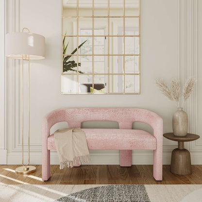 Jofran - Gwen Modern Luxury Jacquard Fabric Upholstered Sculpture Bench, Pink - 2271-GWENBNPNK view 7