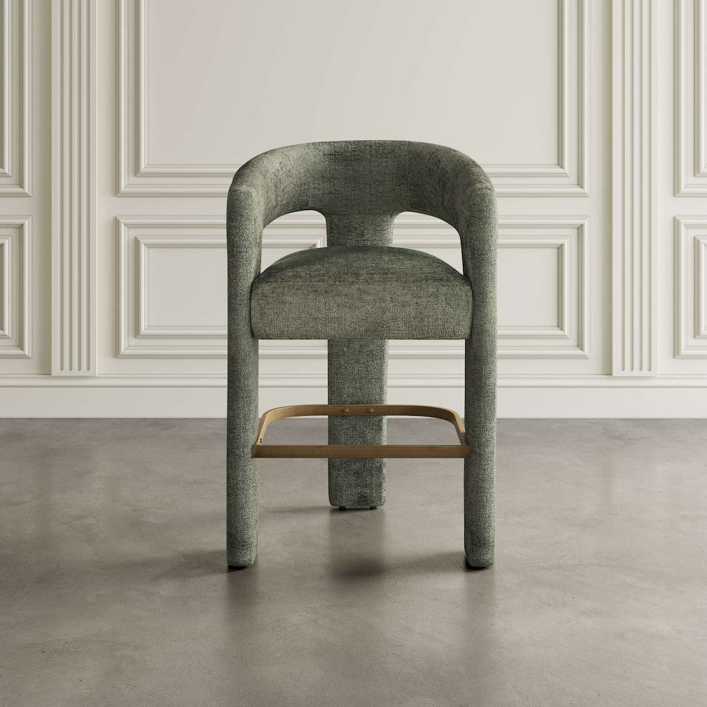 Jofran - Gwen Modern Luxury Jacquard Fabric Upholstered Sculpture Counter Stool - 2271-GWENSTFOR view 5