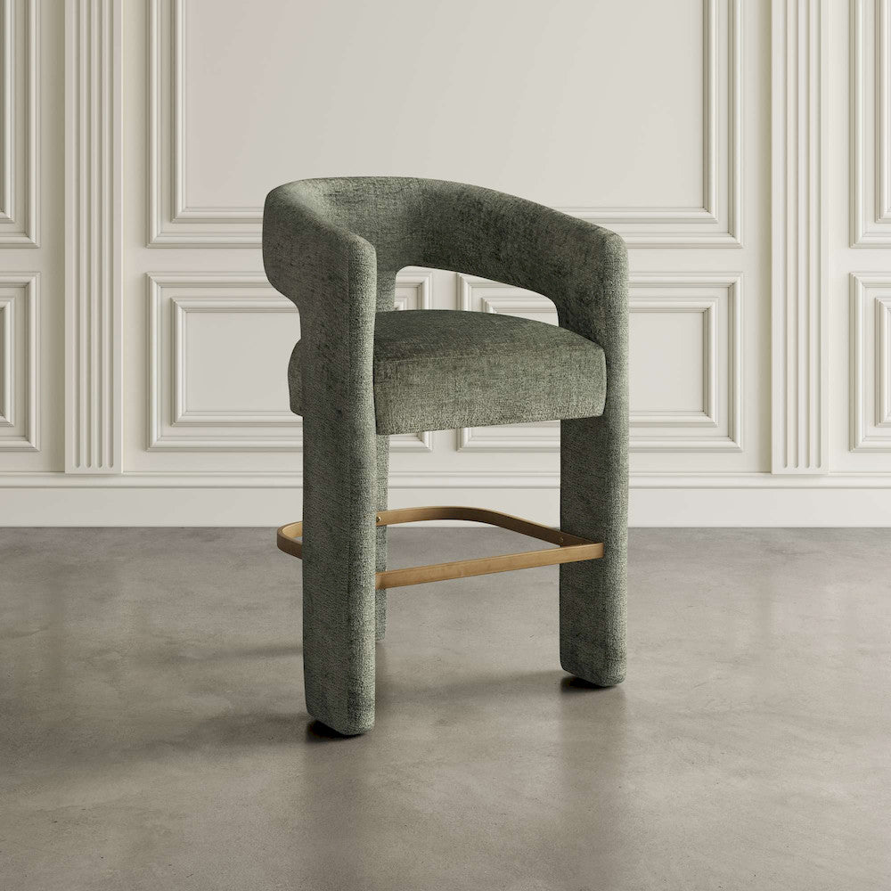 Jofran - Gwen Modern Luxury Jacquard Fabric Upholstered Sculpture Counter Stool - 2271-GWENSTFOR view 6