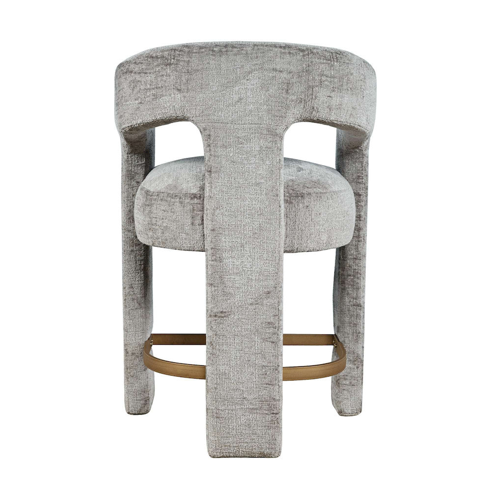 Jofran - Gwen Modern Luxury Jacquard Fabric Upholstered Sculpture Counter Stool - 2271-GWENSTGRY view 3