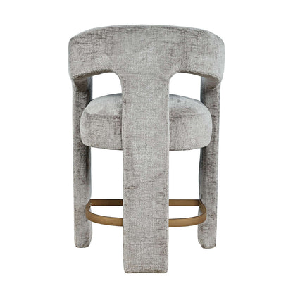 Jofran - Gwen Modern Luxury Jacquard Fabric Upholstered Sculpture Counter Stool - 2271-GWENSTGRY view 3