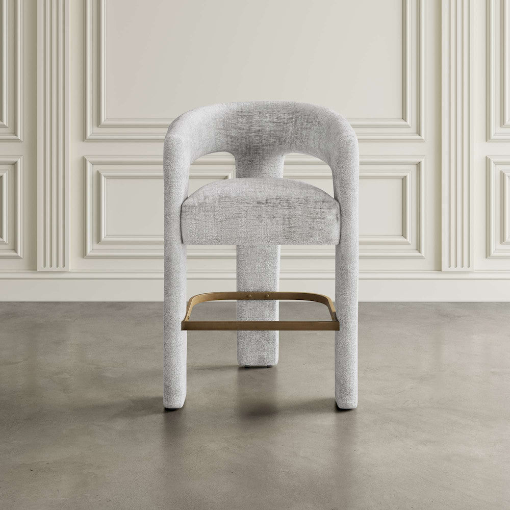 Jofran - Gwen Modern Luxury Jacquard Fabric Upholstered Sculpture Counter Stool - 2271-GWENSTGRY view 5
